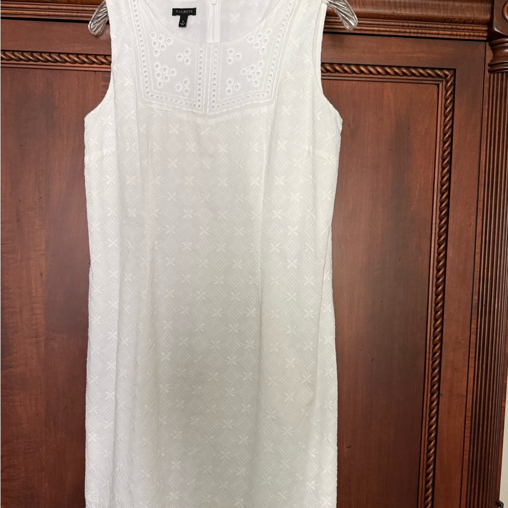 Talbots White Eyelet Sleeveless Shift Dress
